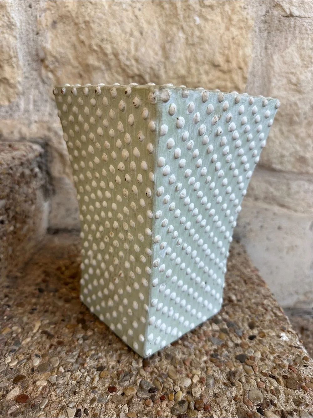 Decorative Mint Green Textured Ceramic Vase - Unbranded